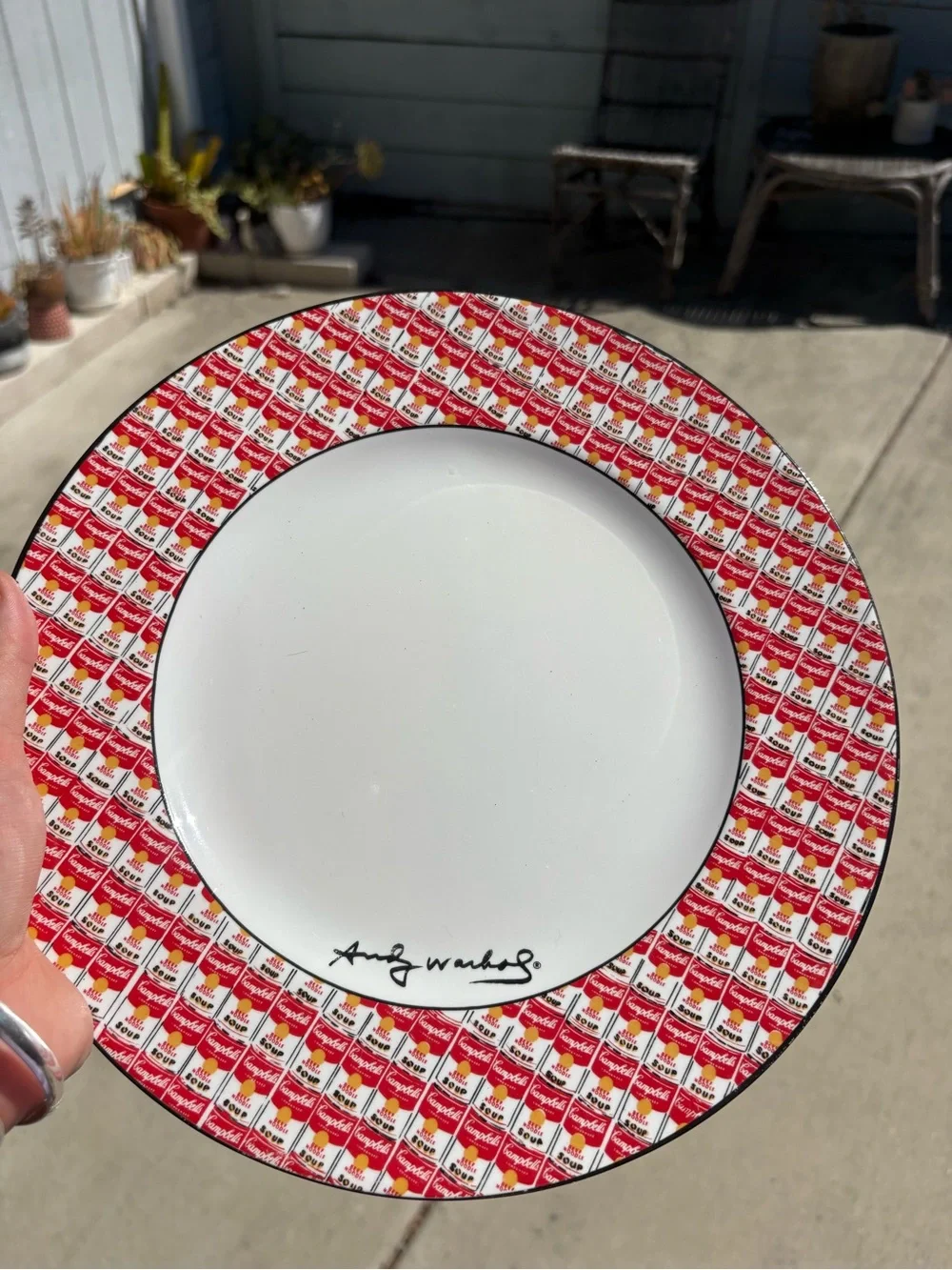 Set of 4 ANDY WARHOL POP ART CAMPBELL’S SOUP Cans 10.5” White Dinner Plate BLOCK